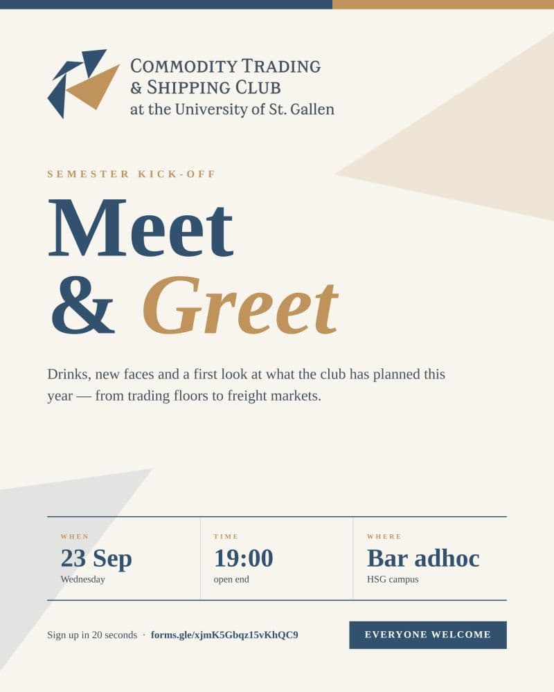 Poster: Meet & Greet, Wednesday 23 September, 19:00, Bar adhoc, HSG campus