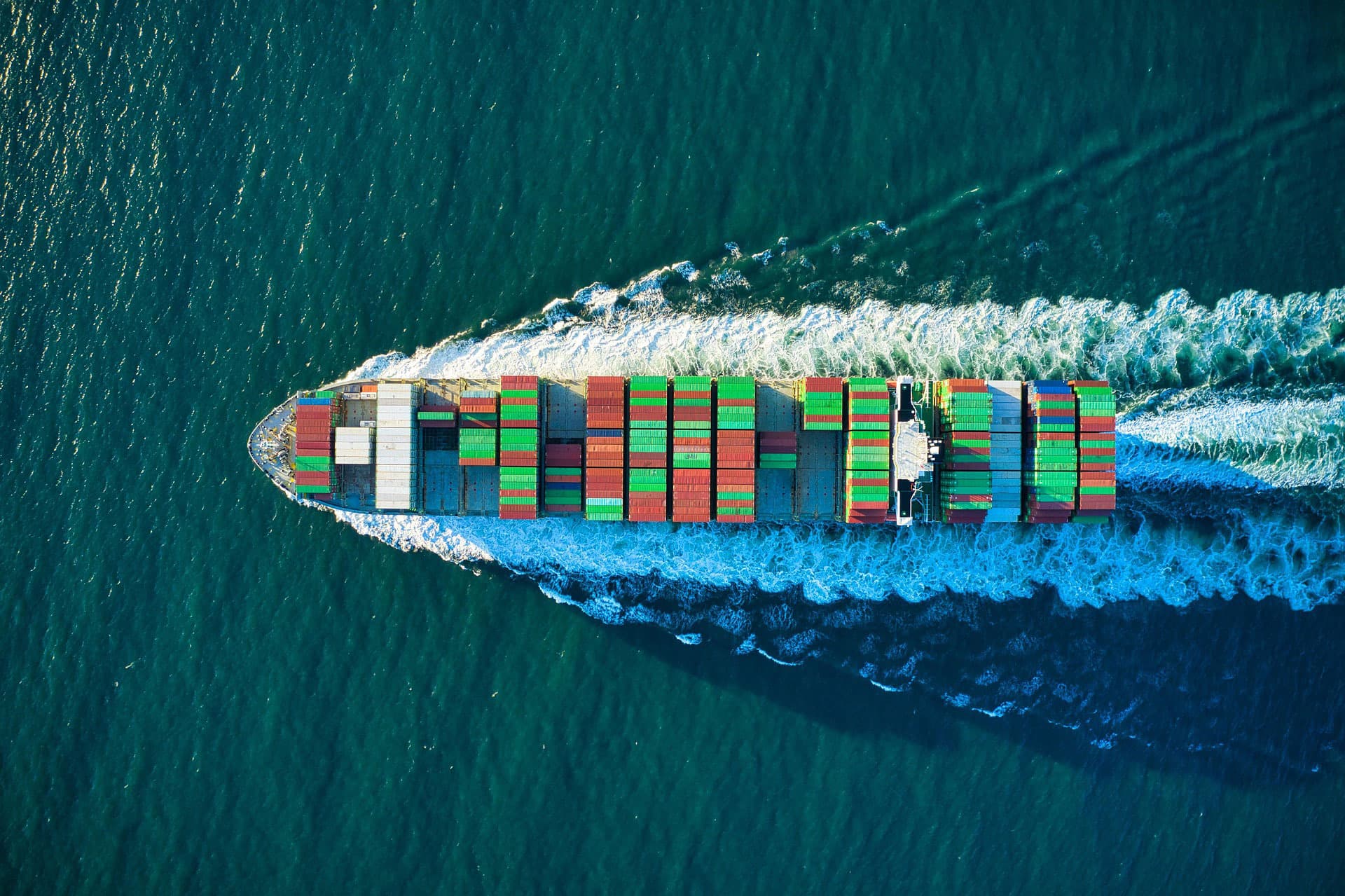 Container ship at sea
